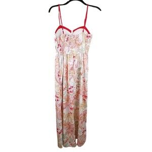Band of the Free Bustier Floral Maxi Dress Womens Size Medium Red Green Colorful